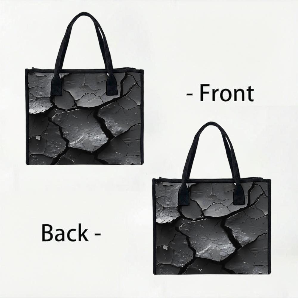 Crack Pattern Tote Bag Large Capacity Casual Shoulder Handbag For Daily Use
