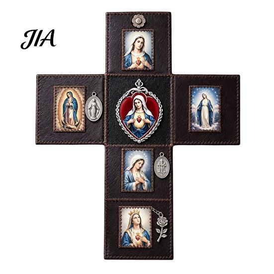 Spiritual Practice Tool Portable Catholic Altar, Handmade Pocket Prayer Shrine, Faux Leather Folding Altar Foldable Devotional Religious Gift