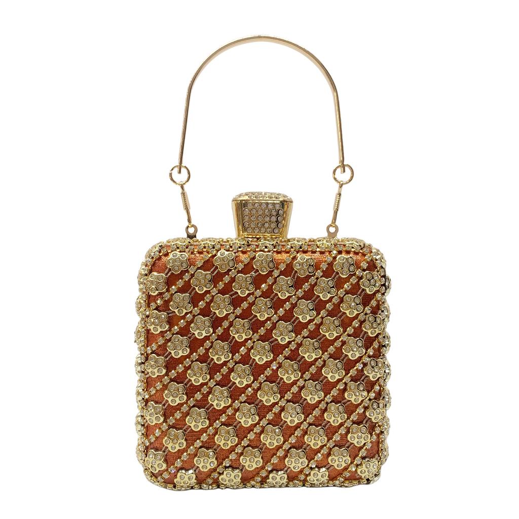 New Woman Bling Gems Evening Clutch Bags Lady Gold/Purple/Blue Diamonds Party Handbag Wedding Bag Bridal Handbags Crystals Purse