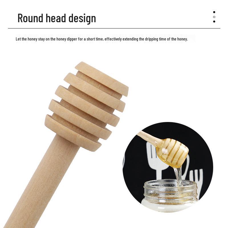 Wooden Honey Dipper & Stirring Stick for Jam, Red Wine, Coffee, Milk, Tea, and Soy Milk