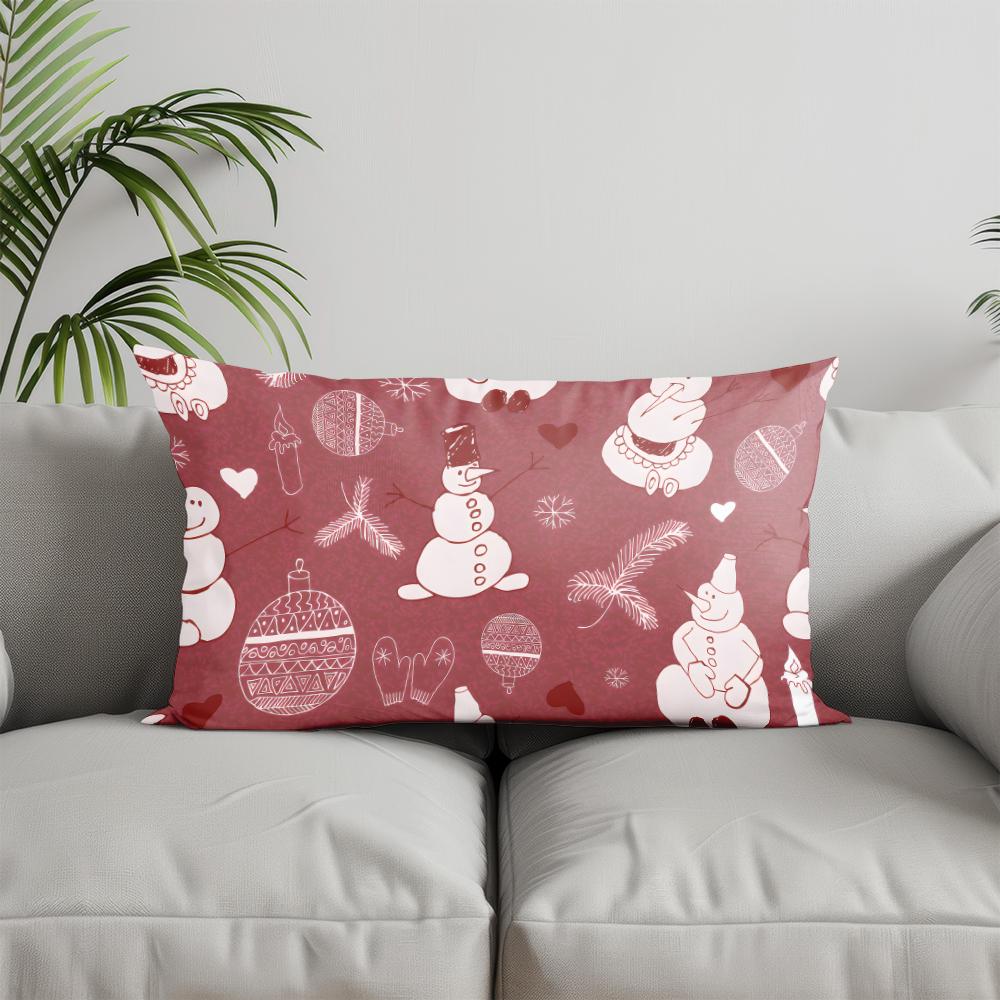 Home Decor Merry Christmas Reindeer Pillow Cover Suitable For Sofa Bedroom Car Pillow Cover Cushion Rectangular Back Cushion