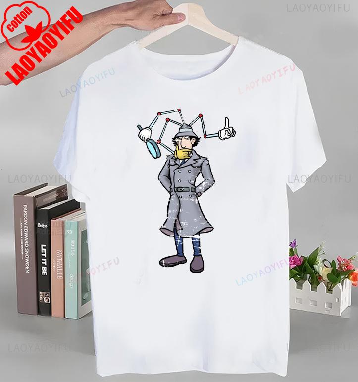 Koszulka z nadrukiem Animowany Inspektor Gadżet Topy Animowany Inspektor Gadżet T-shirt Krótki rękaw Okrągły dekolt