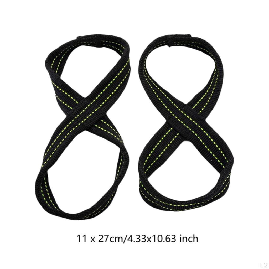 2x 8 Shaped Weight Lifting Straps, Deadlift Double Loops, Workout ,Bodybuilding, Home Gym Straps