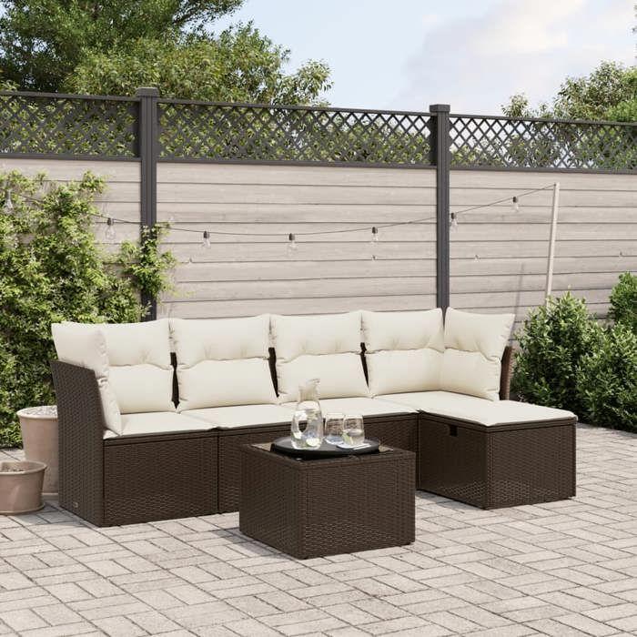 VidaXL Garden Lounge Set with Cushions 6 Pcs, Patio Sofas, Patio Furniture Set, Outdoor Furniture, Brown 3263149