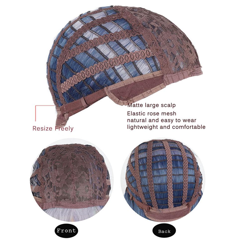 Y2K Synthetic Lolita Cosplay Wig Green Blue Hair for Cosplay Party Long Straight Wigs for Women Blue Green Highlight Dyed Bangs