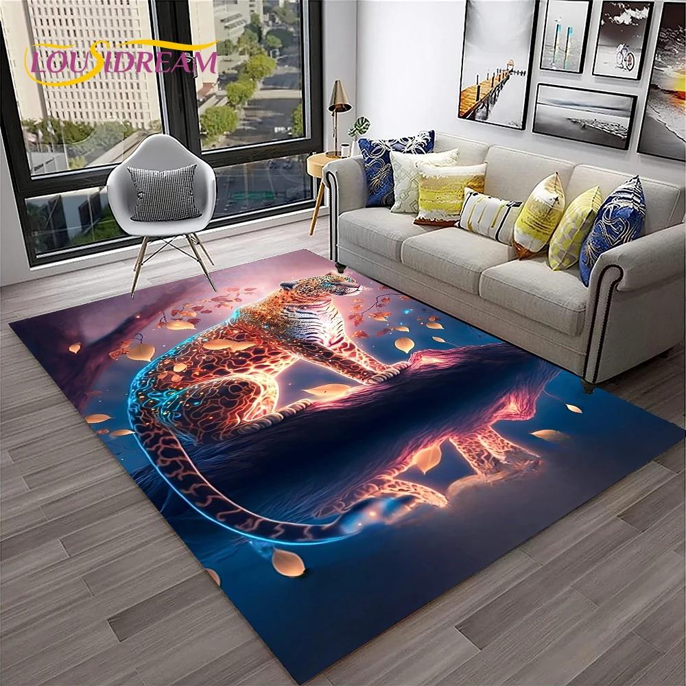Leopard Cheetah Animals Cartoon Carpet Rug for Home Living Room Bedroom Sofa Doormat Decor,Kid Play Area Rug Non-slip Floor Mat
