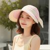 Portable Contrast Color Visor Cap Breathable Polyester Sunscreen Empty Top Hat Versatile Lightweight Women Sunshade Hat