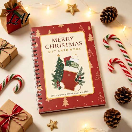 Holiday Gift Card Organizer Merry Christmas Book Sturdy Greeting Holder Teacher Appreciation Gifts Decorative Presenter for Wife Girlfriend