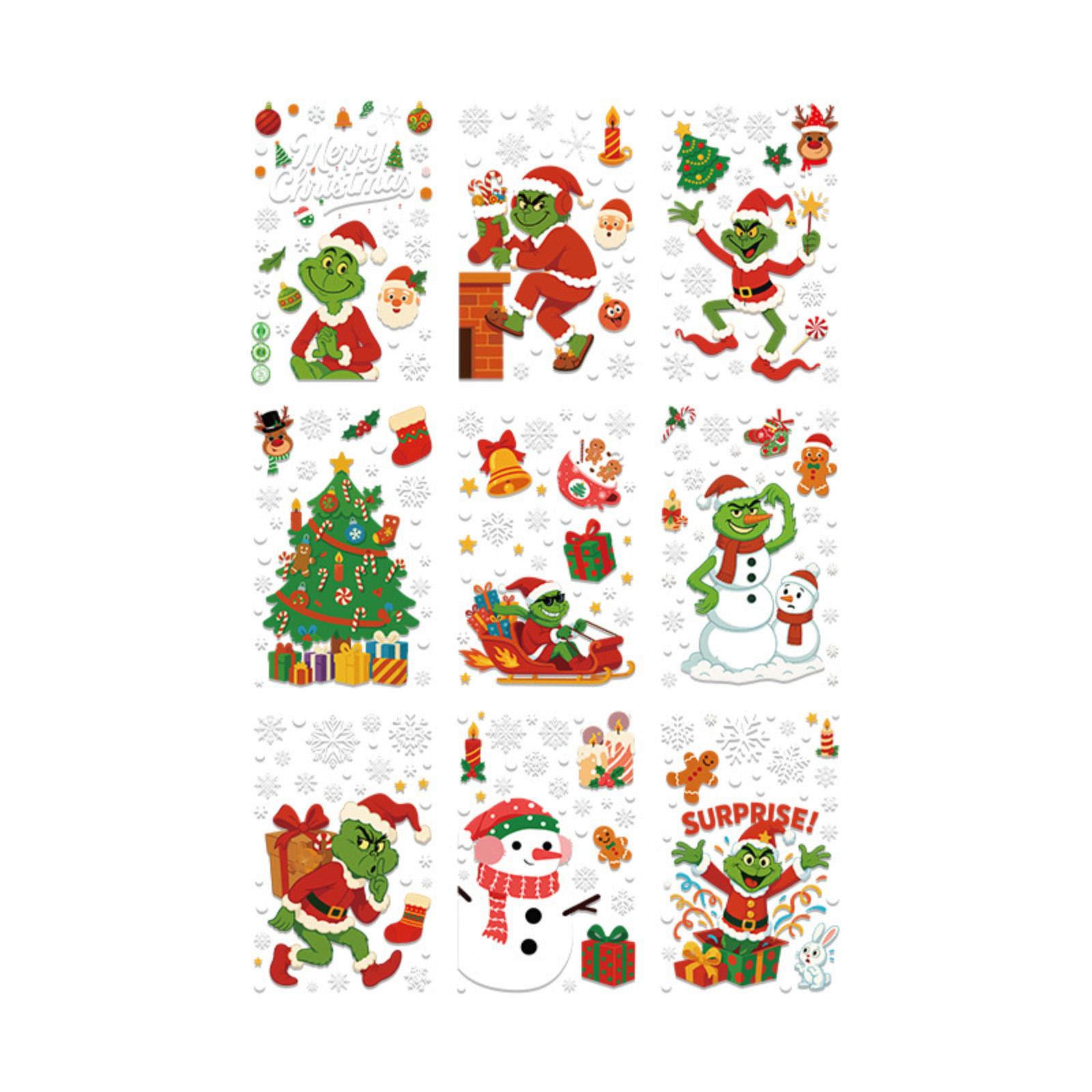 

Snowman Static Cling Stickers - Reusable Christmas Window Decals For Holiday Home Decor One Size