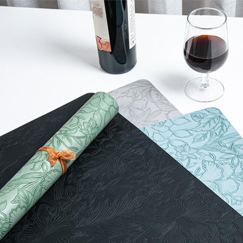43x30cm PVC Leather Table Mat Pad Waterproof and Oil-resistant Placemats Coaster Non-slip Pad Dishes Dining Table Mat Decor