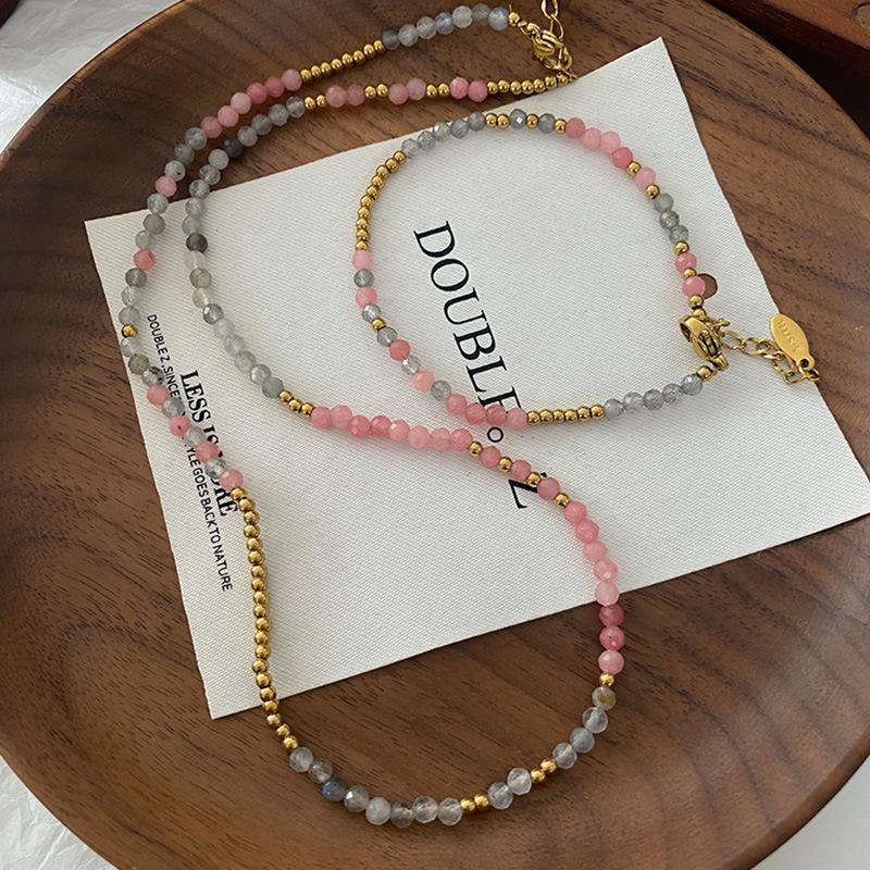 Women's Handmade Beaded Natural Stone Choker - Spring/Summer High-End Sweater Necklace