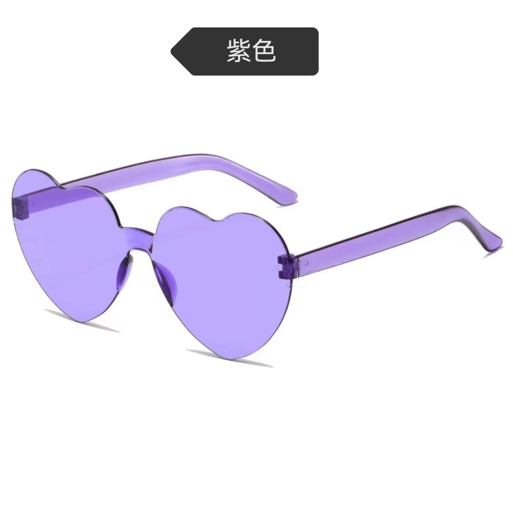 Peach Heart Sunglasses Love Glasses Trend Frameless One-Piece Marine Film Dazzling Color Sunglasses