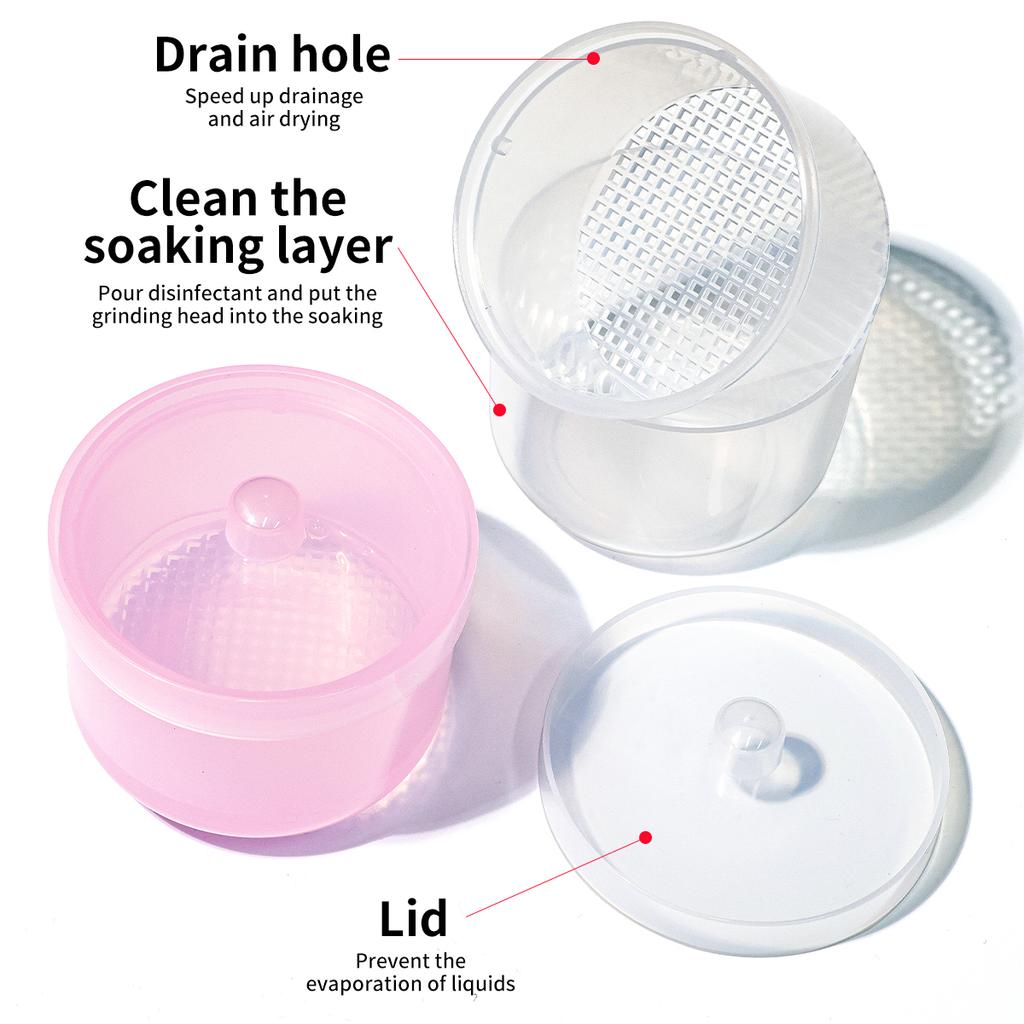 Nail Art Polishing Head Disinfection Box Double Filtration Cleaning Box Manicure Storage Box Nail Brush Cleaning Container
