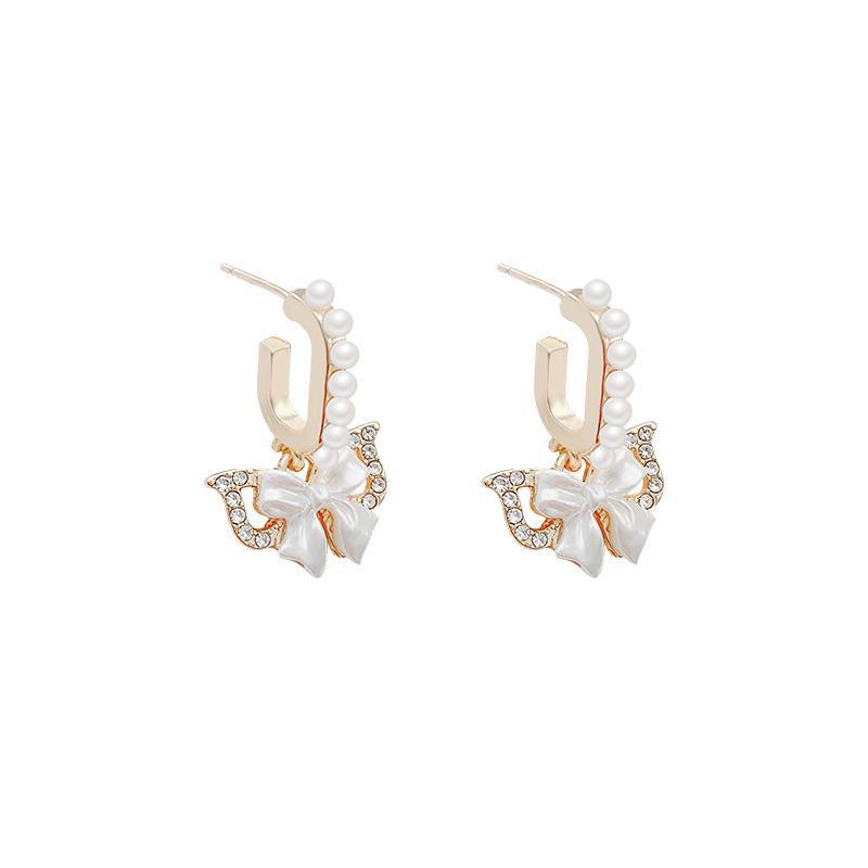 925 Silver Bow Earrings with Pearls - Trendy, Elegant, High-End Design