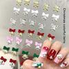 5Pcs Christmas Alloy Nail Accessories Mini Colored Bow Bell Rhinestones Jewelry Nail Art Charms Decorations 3D Flat Back Parts