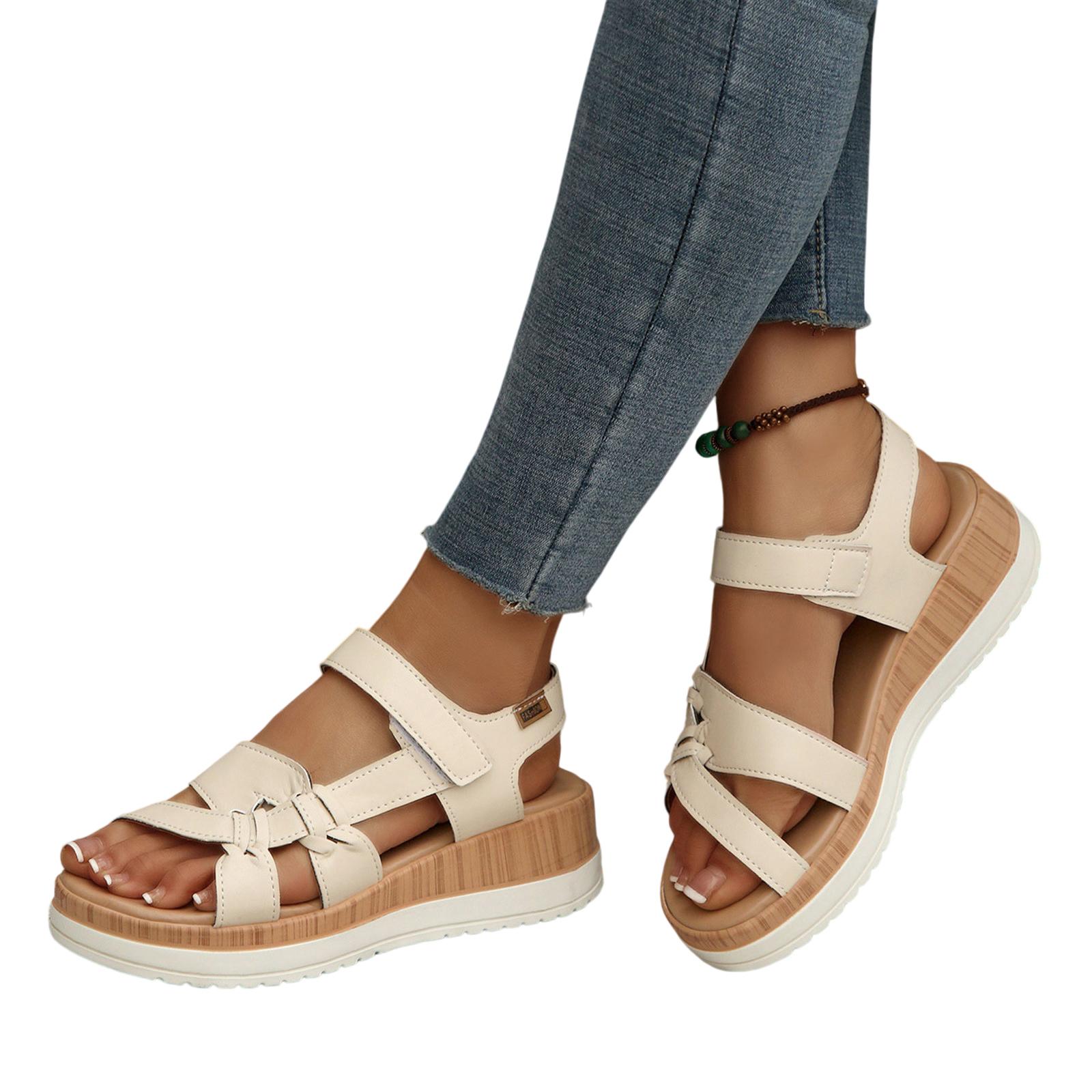 

Sandals Women Summer Orthopedic Shoes Thick Sole Roman Sandals Comfortable Wide Foot Beach Sandals Soft Insole Sandals Casual Summer Shoes 41 бежевый