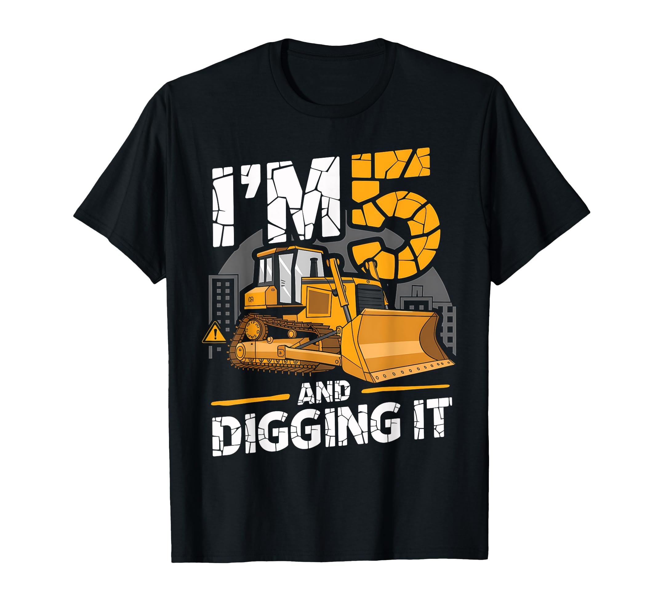 

5th Birthday Excavator Digger Heavy Machinery Construction T-Shirt