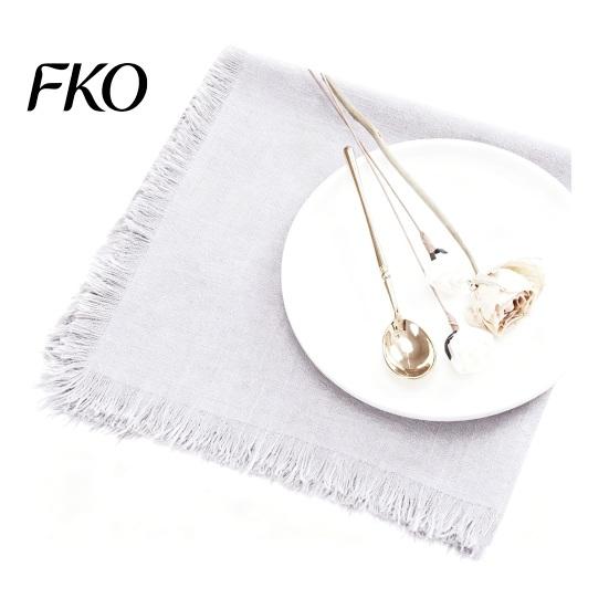 Natural Feel Napkins Boho Linen Napkin, 18 Inch Washable Fringed Fabric Rustic Farmhouse Style Napkin for Dining Table Home Wedding Bridal Shower Soft