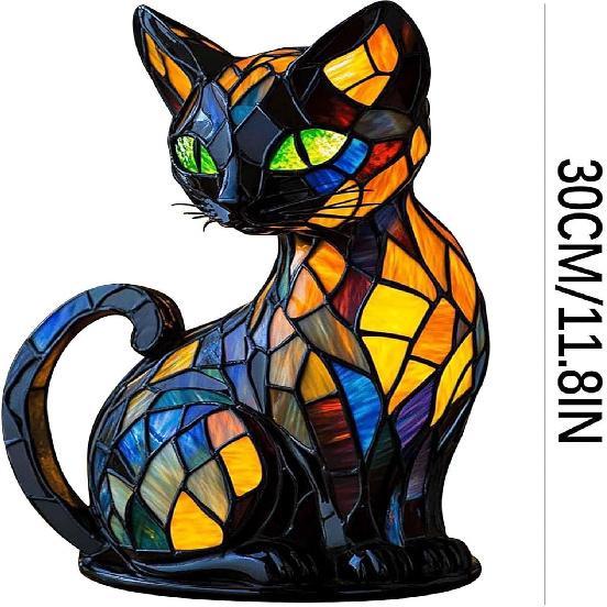 Solymall GlowKitty, Cat Lamp Stained Glass, Cat Lamp, Sherum Glowkitty, Stained Resin Night Light, Animal Lamps, 3D Cute Pet Led Table Lamps Gifts