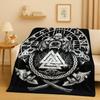 Retro Nordic Viking Totem Vegvisir Rune Valhalla Valknut Flannel Blanket,Ultra Soft Plush Throw for Home Bedroom Bed Sofa Cover