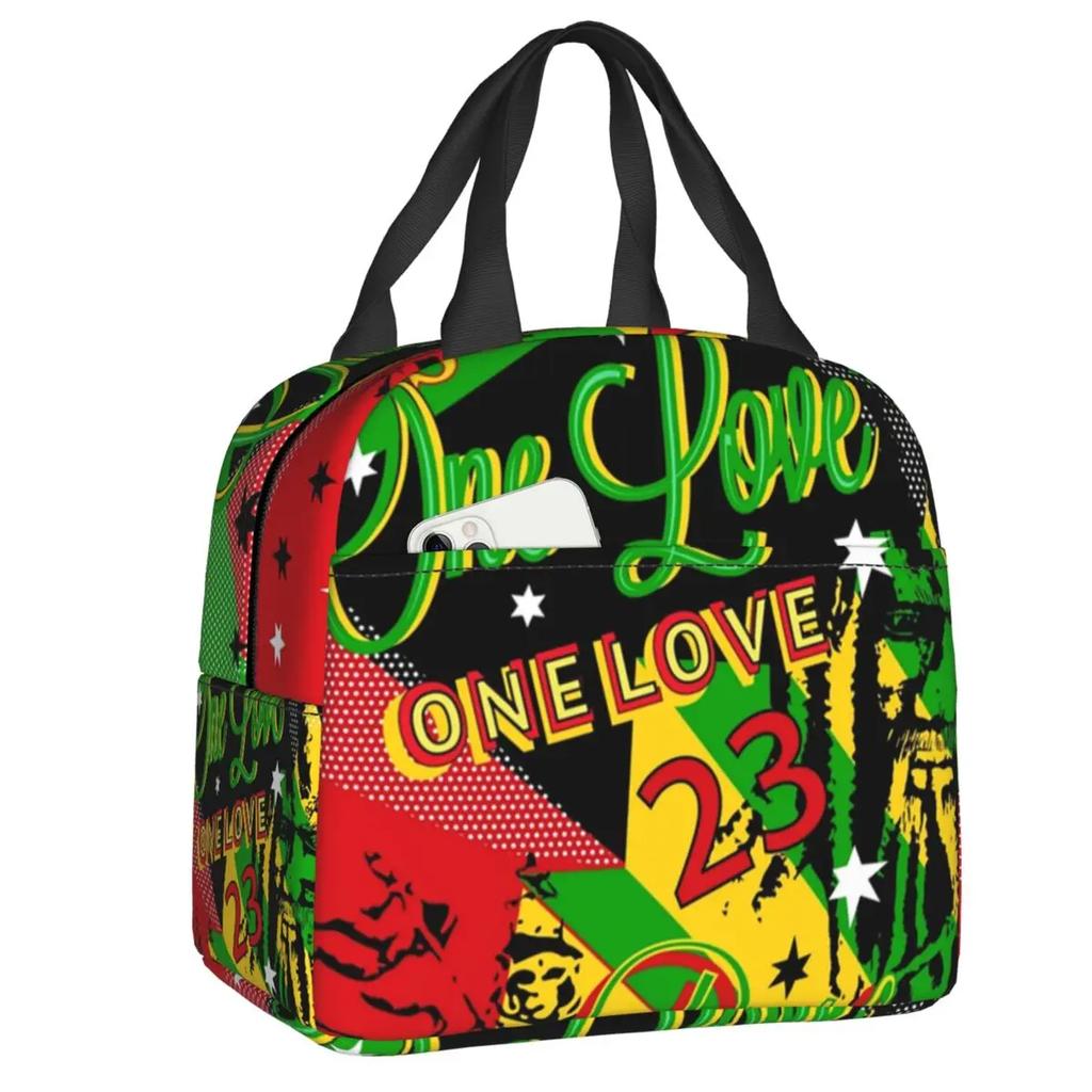 Reggae Music Lion Jamaican Flag Rasta Rastafari Thermal Insulated Lunch Bag Women Resuable Lunch Tote Travel Storage Food Box