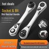 1/4 Mini Double-Ended Ratchet Wrench and Screwdriver Bit Socket with Pointed Tail