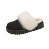 Fashion 2025 Fashion Striped Fluffy House Slippers for Women Winter Warm Plush Cotton Shoes Woman Comfort Non Slip Fur Platform Slippers