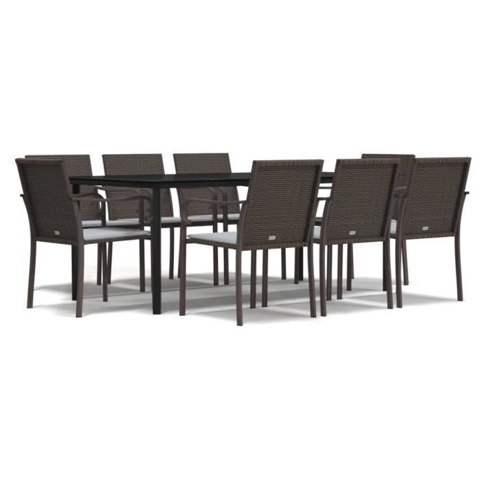 VidaXL Ensemble à manger de jardin 9 pcs coussins résine tressée acier 3186966