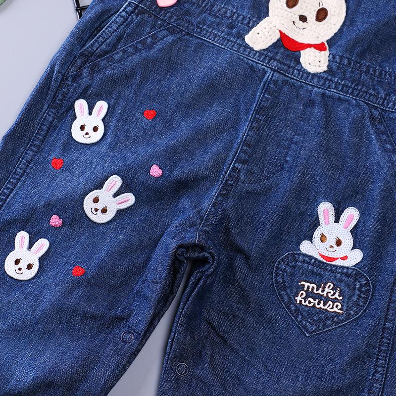 Children's Cartoon Five Bears & Rabbits Denim Overalls for Spring/Autumn