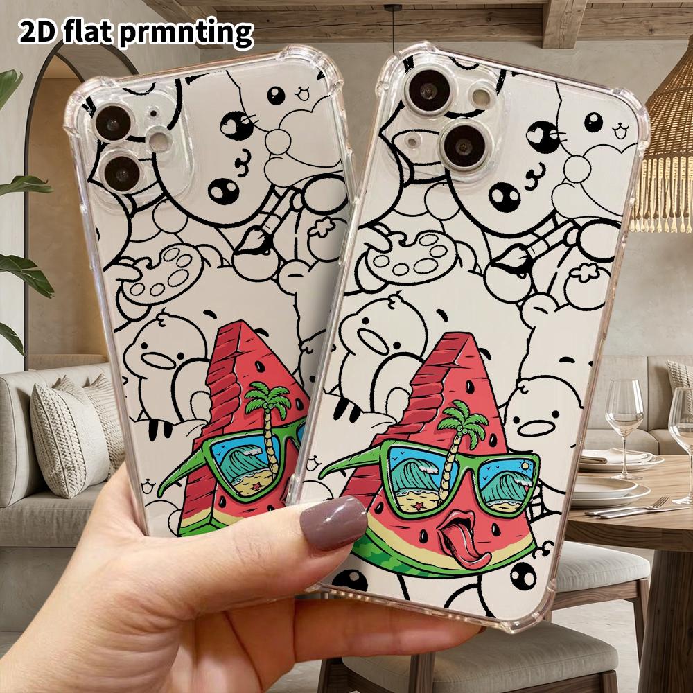 Phone case: 2D flat, suitable for iPhone 18 17 16 15 14 13 Pro protective case, watermelon slice, perfect Christmas and Halloween holiday gift