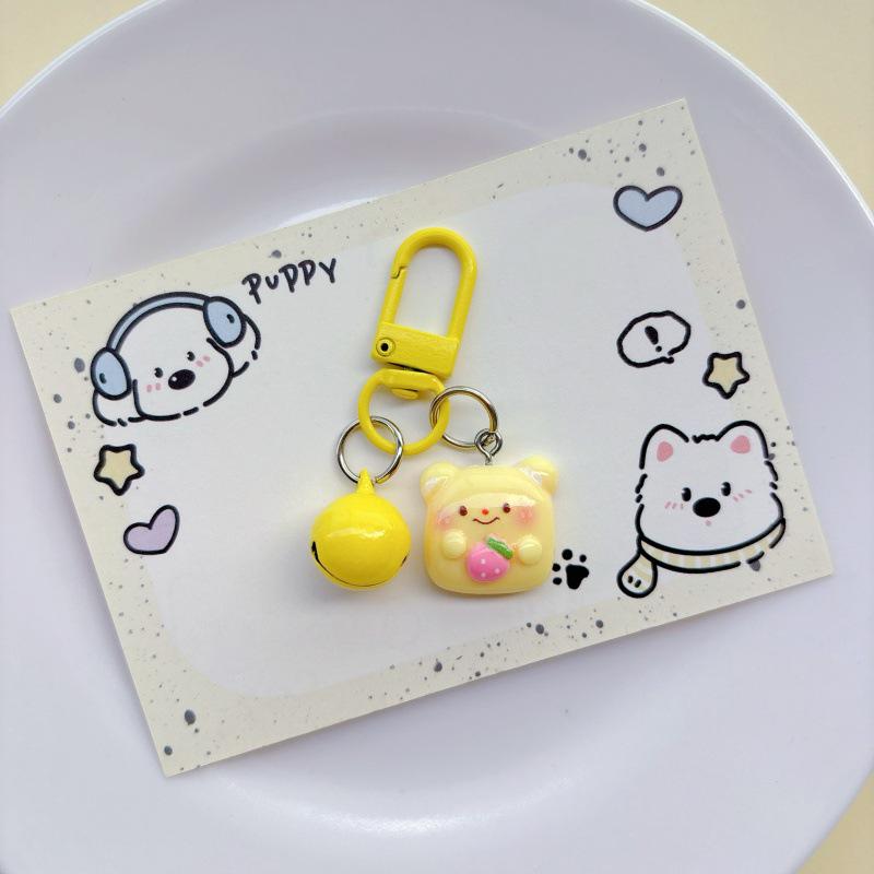 Cute Custard Bear Keychain: Soft Cartoon Pendant for Girls & Students
