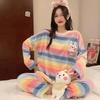 Cartoon Sweet Pajamas Women's Autumn and Winter Coral Fleece Thick Loose Large Size Suit