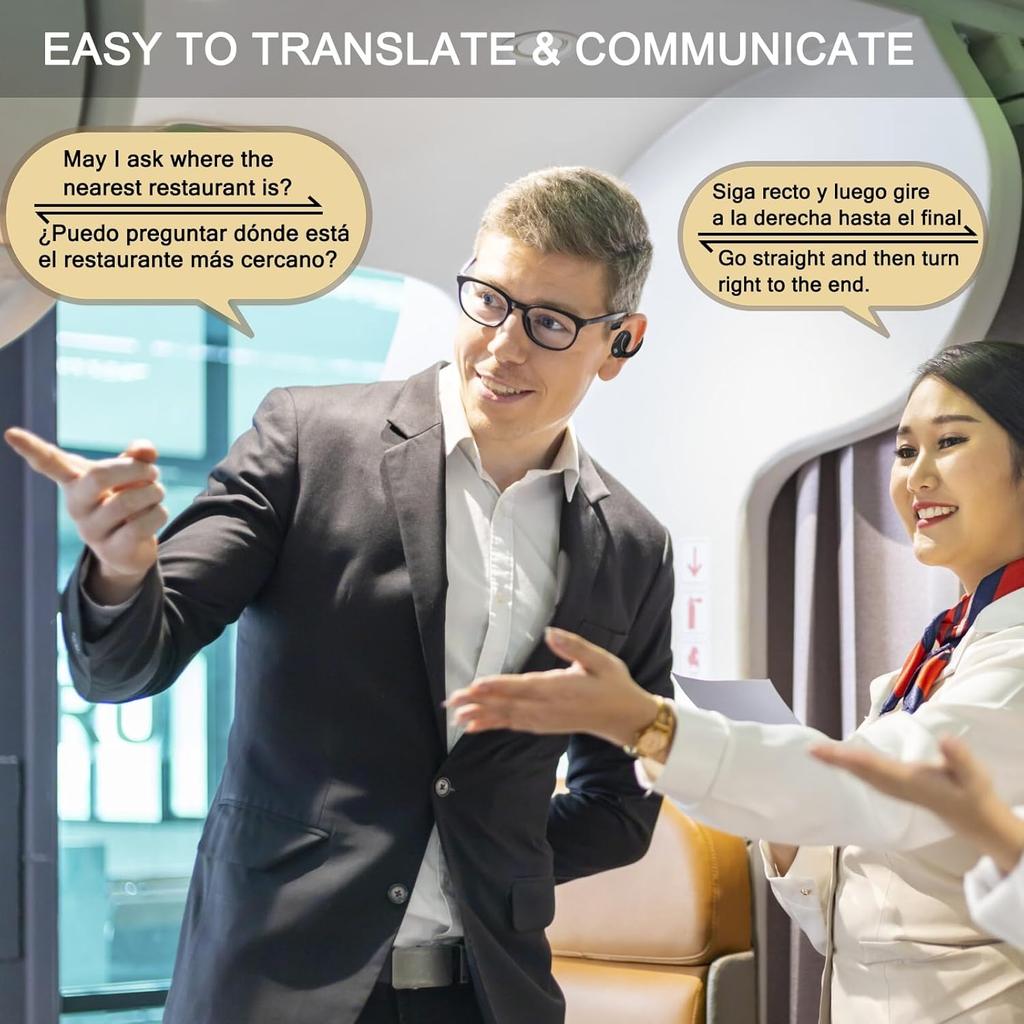 Sprachübersetzer Ohrhörer KI Übersetzung Kopfhörer Echtzeit 144 Sprachen Übersetzen Kopfhörer Bluetooth 5.4 Übersetzungsgerät für iOS Android