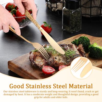 20Pcs Gold Flatware Set Tableware Fine Dining Utensil Set Include Knives Forks and Spoons Kitchen Tools Silverware Set for Daily