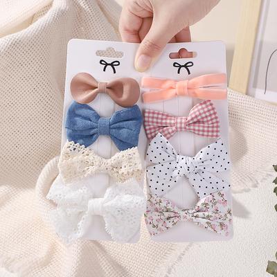 4 Stück/Set Florales Spitzen-Haarspangen-Set Mädchen Niedliche Schleife Blumenverzierungen Kopfschmuck Cartoon-Haarspangen Haarnadel Kopfschmuck Haaraccessoires
