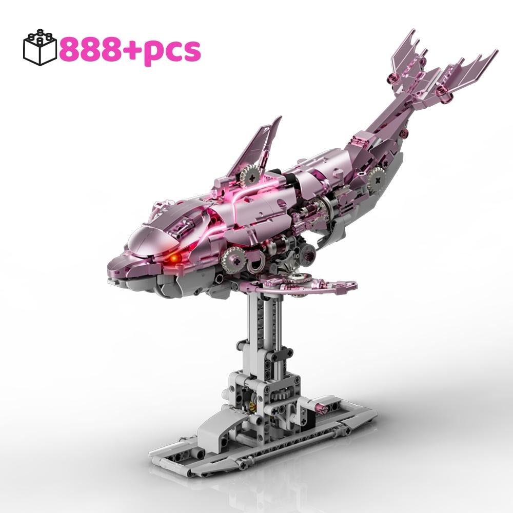 Mechanischer Hai Bausatz Meeresleben Krokodil Papagei Gottesanbeterin Frosch Mantarochen Bausteine Licht Tier Spielzeug Geschenk für Kind