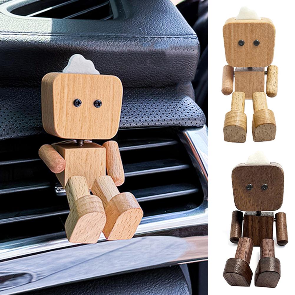 Car Shaking Wooden Robot Air Outlet Clip Figurine Decoration Ornaments Leg-swinging Men Cute Wood Man Car Good Creative Gifts