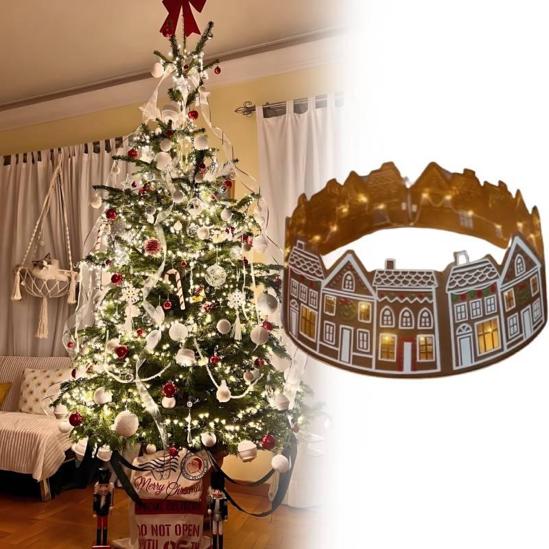 House Gingerbread Led Christmas Tree Collar Lighting Xmas Tree Skirt Decoration