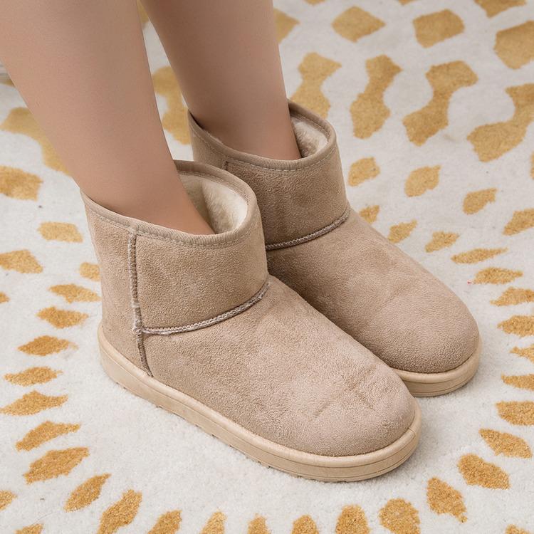 Winter new snow boots velvet thickened medium tube short boots student flat-bottomed short tube thick-soled cotton shoes