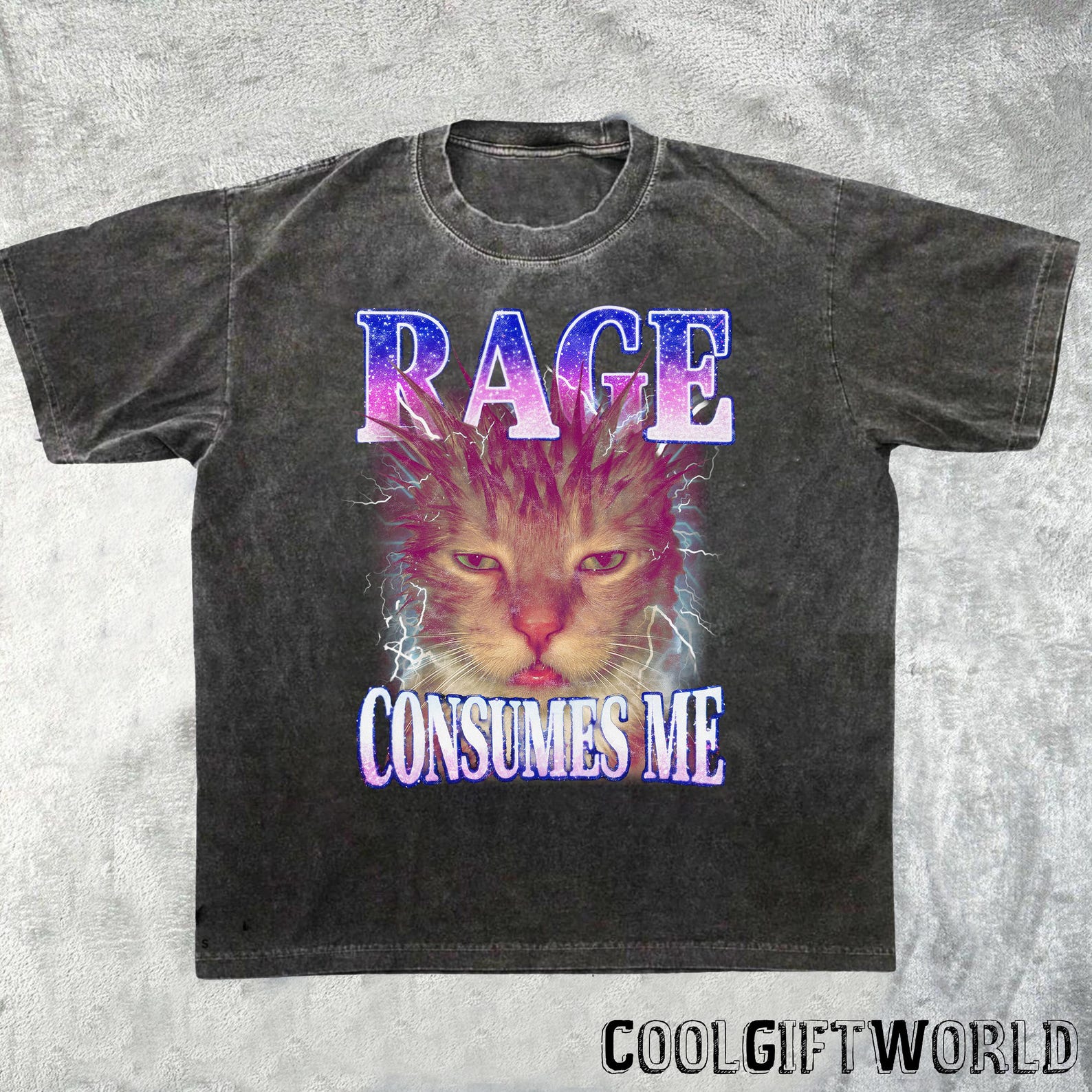 Rage Consumes Me Cat Shirt, Funny Pet Meme T-Shirt, Vintage Unhinged Tee 2XL