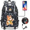 Cute Shiba Inu Corgi USB Charging Backpack for Middle High School Students Travel Casual Daypack