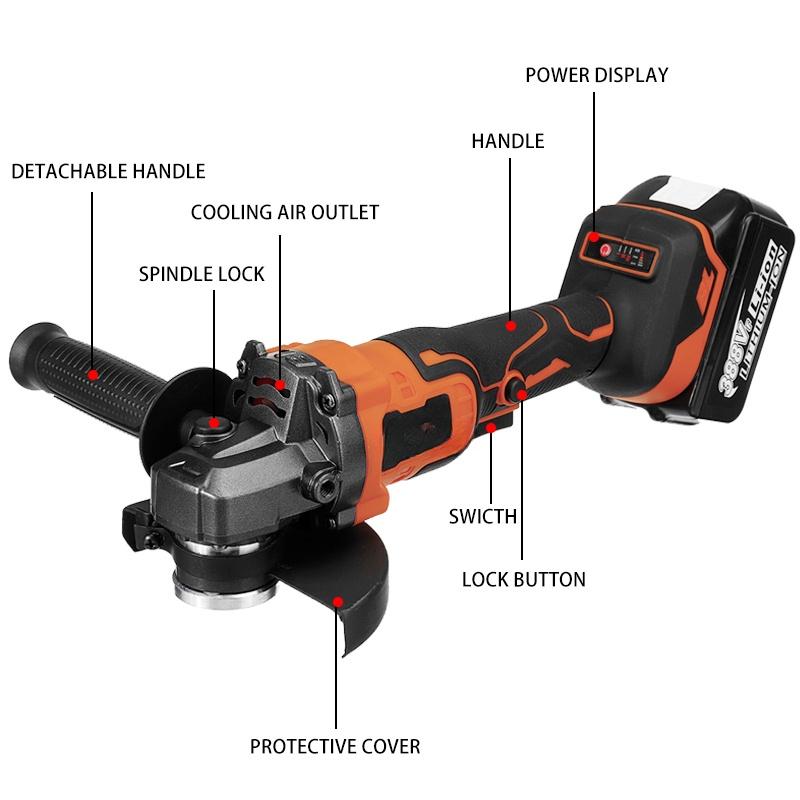 388VF 22900mah Brushless Cordless Angle Grinder Batteries Grinding Machine Cutting Electric Grinder Power Tool 1600W