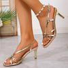 Fashion Summer Stiletto Sandals Women's Fashion Round Toe Open Toe Cross Slim Strap One Buckle Non-Slip High Heels
