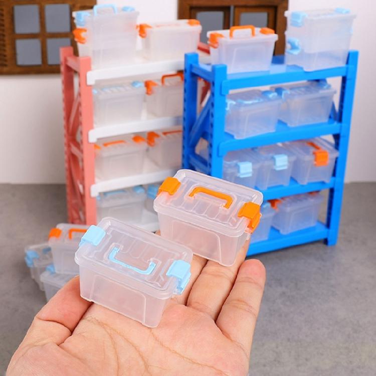 Simulation Warehouse Display Shelf With Storage Box Enhances Spatial Awareness Realistic Storage Doll House Scene Decors