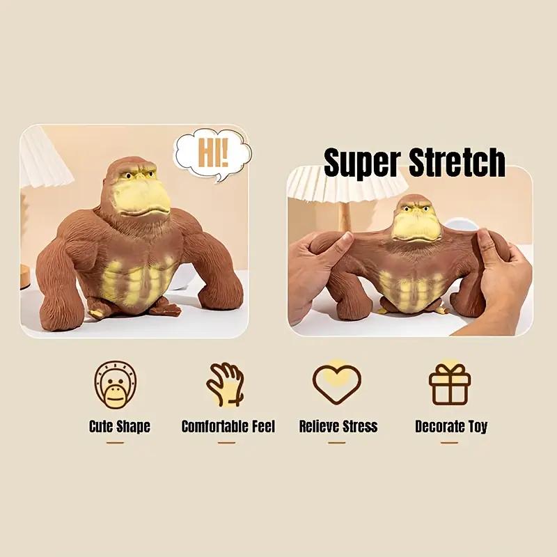 Gorilla Cute Figurines Humorous Expression Monkey Statues Stretchable Squeeze Animal Figure Office Ornament Home Decoration