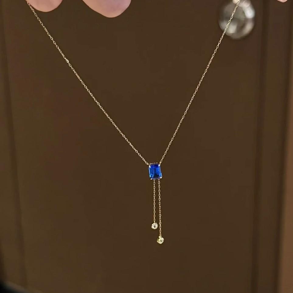 Ожерелье с кулоном-кисточкой Blue Diamond - Высококачественная цепочка на ключицы с роскошным дизайном