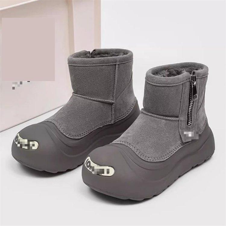 Small thick-soled snow boots, new velvet thickened warm snow cotton shoes, winter big-headed cotton boots