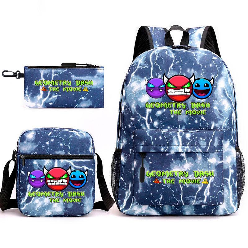 Geometry Sprint Game Backpack Geometry Dash Heat Transfer Backpack Elementary School Bag Leisure Bag