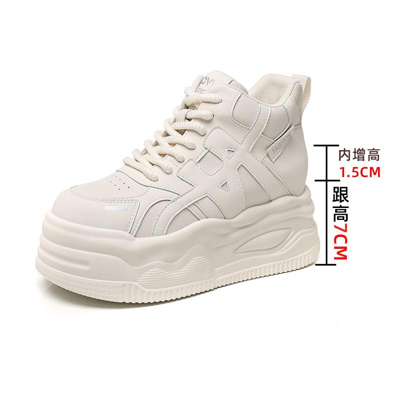 Inner heightening thick-soled casual little white shoes high-top autumn and winter new Ouruo dynamic wind shoes women's shoes are versatile