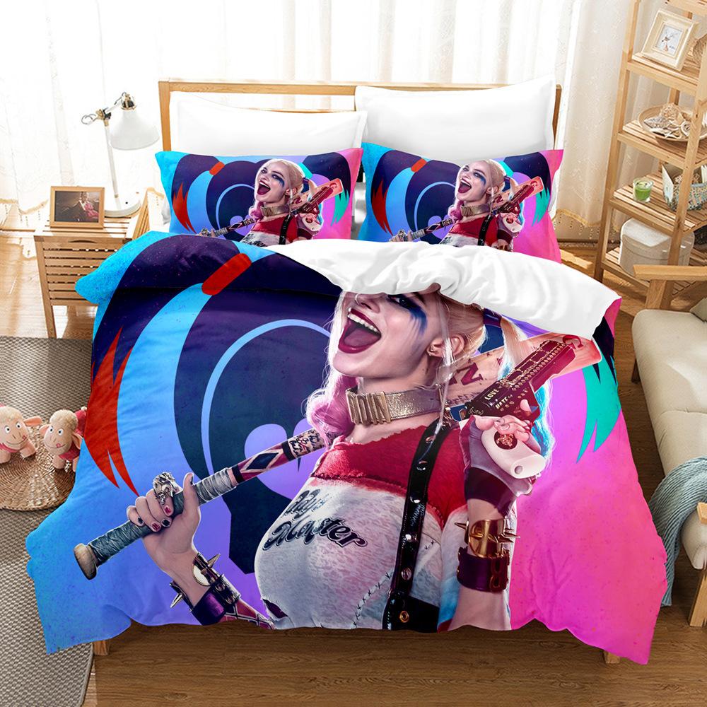 Animated film H-Harley Quinn Bedding SetJoker Duvet Cover Pillowcase 2/3pcs Adult Boy Girl Bedroom Decoration Single/Double